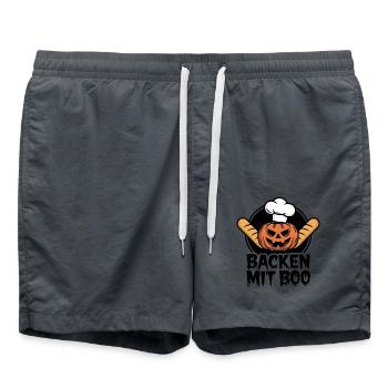 Halloween Kürbis mit Bäckermütze und Brot - Badeshorts - Anthrazit - Vorne - AI Model Male 185 light (185cm)