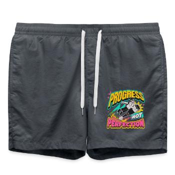 Fortschritt statt Perfektion Statement - Badeshorts - Anthrazit - Vorne - AI Model Male 185 light (185cm)