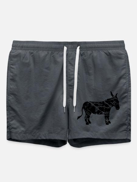 risse kratzer alt stempel sticker esel pferd pony - Badeshorts - Anthrazit