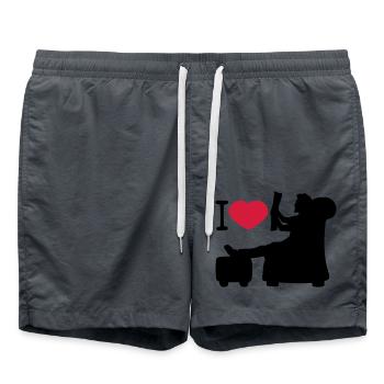 I love heart love newspaper read news wohnzi - Swim Trunks - anthracite - Front - AI Model Male 185 light (185cm)