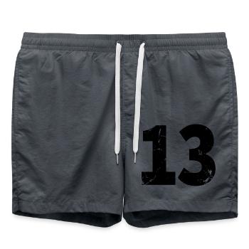 Cool Number 13 - 13 Years Old 13th Birthday Gift - Swim Trunks - anthracite - Front - AI Model Male 185 light (185cm)