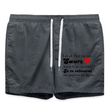 toi et moi on est sœur -citation humour - Short de bain - charbon - Devant - AI Model Male 185 light (185cm)