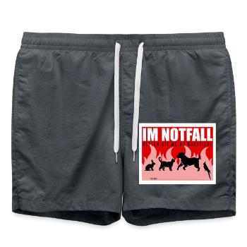 Rette meine Haustiere Notfall Hinweis Tierhalter - Badeshorts - Anthrazit - Vorne - AI Model Male 185 light (185cm)