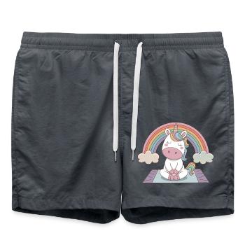 Yoga Einhorn - Badeshorts - Anthrazit - Vorne - AI Model Male 185 light (185cm)