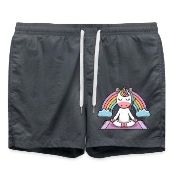 Yoga Einhorn - Badeshorts - Anthrazit - Vorne - AI Model Male 185 light (185cm)