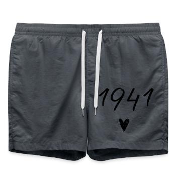 1941 Heart Birthday - Swim Trunks - anthracite - Front - AI Model Male 185 light (185cm)