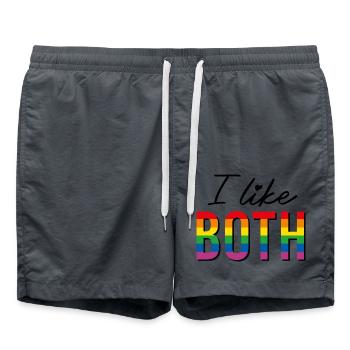 LGBTQIA+ I like both Regenbogen Flagge bisexual - Badeshorts - Anthrazit - Vorne - AI Model Male 185 light (185cm)