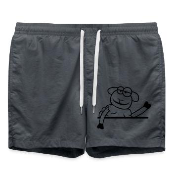 Schaf Winkt Hinter Mauer Zaun Schild Cool Lächeln - Badeshorts - Anthrazit - Vorne - AI Model Male 185 light (185cm)