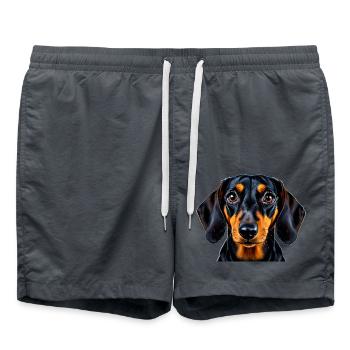 Dackel Hund Porträt treu aufmerksam Rasse Hunde - Badeshorts - Anthrazit - Vorne - AI Model Male 185 light (185cm)