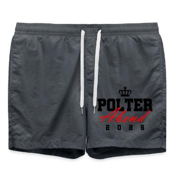 Polterabend 2025 Polter Hochzeit - Badeshorts - Anthrazit - Vorne - AI Model Male 185 light (185cm)