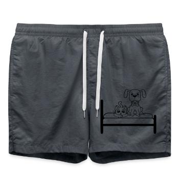 Dog Bed Cat Two Friends Team Kitten 2 Crew - Swim Trunks - anthracite - Front - AI Model Male 185 light (185cm)