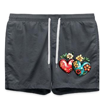 Herzen Liebe Blumen Hochzeit - Badeshorts - Anthrazit - Vorne - AI Model Male 185 light (185cm)