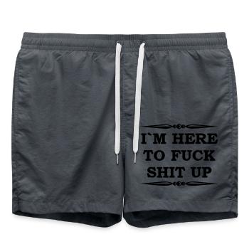 Ich bin hier, um Scheiße zu bauen - Badeshorts - Anthrazit - Vorne - AI Model Male 185 light (185cm)