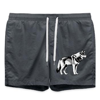 Wolf - Cute Dog Design - Swim Trunks - anthracite - Front - AI Model Male 185 light (185cm)