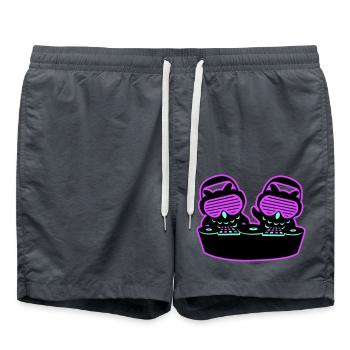 2 DJ hiboux mixeur jouer de la musique club fête duo - Short de bain - charbon - Devant - AI Model Male 185 light (185cm)
