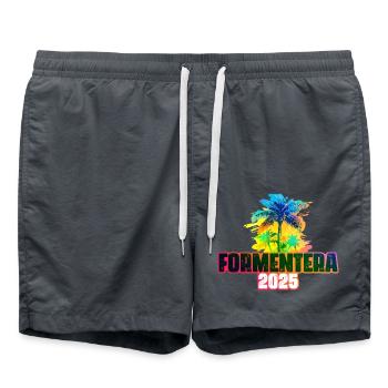 Formentera 2025 Colorful Palm Trees - Swim Trunks - anthracite - Front - AI Model Male 185 light (185cm)