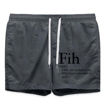 Lustiger Fih Fisch Meme Fisch Fih Lustiger falsch geschriebener Fisch - Badeshorts - Anthrazit - Vorne - AI Model Male 185 light (185cm)