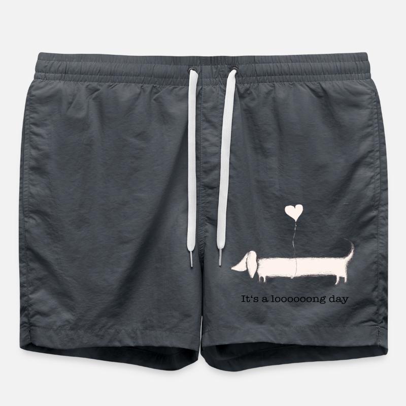 Dachshund: it's a long day - Swim Trunks - anthracite