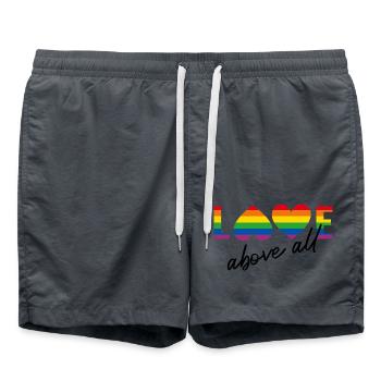 LGBTQIA+ love above all Regenbogen Flagge homo - Swim Trunks - anthracite - Front - AI Model Male 185 light (185cm)