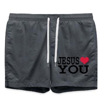 jesus loves you - Badeshorts - Anthrazit - Vorne - AI Model Male 185 light (185cm)