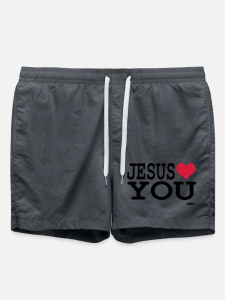 jesus loves you - Badeshorts - Anthrazit