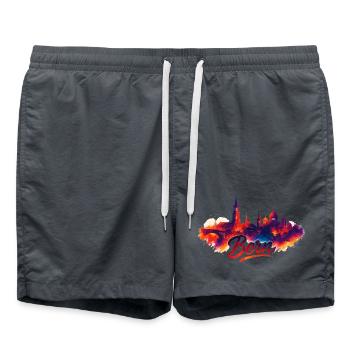 Bern Stadt Schweiz Silhouette künstlerisch Geschen - Badeshorts - Anthrazit - Vorne - AI Model Male 185 light (185cm)