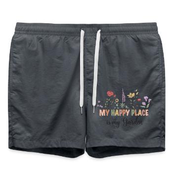 My happy place is my Garden - Badeshorts - Anthrazit - Vorne - AI Model Male 185 light (185cm)