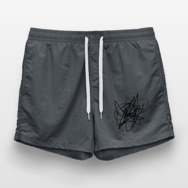 Scribbled chaotic strokes pattern Swim Trunks