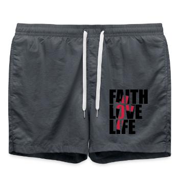 Red cross design jesus cool faith love life faith - Swim Trunks - anthracite - Front - AI Model Male 185 light (185cm)