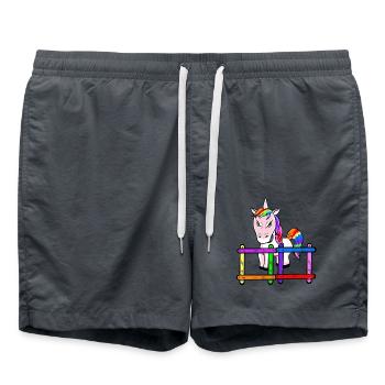 For children grim unicorn emotion feelings anger - Swim Trunks - anthracite - Front - AI Model Male 185 light (185cm)