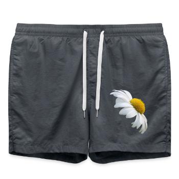 Daisies Marguerite white flower Goose flower - Swim Trunks - anthracite - Front - AI Model Male 185 light (185cm)