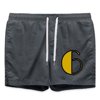6 JAHRE. 6-jähriges Jubiläum. GEBURTSTAG 6 JAHRE. 6 - Badeshorts - Anthrazit - Vorne - AI Model Male 185 light (185cm)