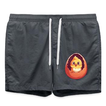 Küken im Ei - Charmantes Huhn Design - Badeshorts - Anthrazit - Vorne - AI Model Male 185 light (185cm)