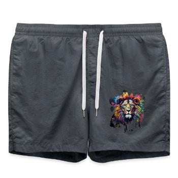 Lion de style graffiti - Short de bain - charbon - Devant - AI Model Male 185 light (185cm)
