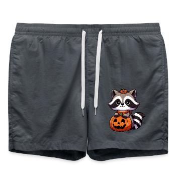 raton laveur mignon Halloween citrouille style dessin animé - Short de bain - charbon - Devant - AI Model Male 185 light (185cm)