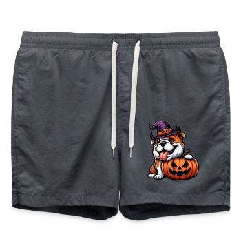 Süße Bulldogge Halloween Cartoon Kürbis - Badeshorts - Anthrazit - Vorne - AI Model Male 185 light (185cm)