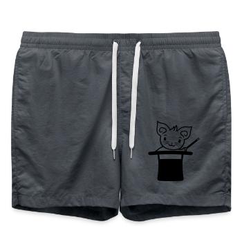 Chapeau haut de forme magique enchanté Chat sorcier - Short de bain - charbon - Devant - AI Model Male 185 light (185cm)
