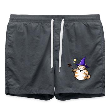 Orange Katze Cat Hexe Witch Halloween Kawaii cute - Badeshorts - Anthrazit - Vorne - AI Model Male 185 light (185cm)