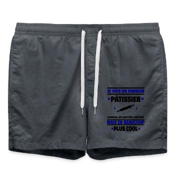Je suis un parrain pâtissier plus cool,cadeau noël - Short de bain - charbon - Devant - AI Model Male 185 light (185cm)