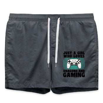 Gamer and Dragons: Video and Mythological Games - Swim Trunks - anthracite - Front - AI Model Male 185 light (185cm)