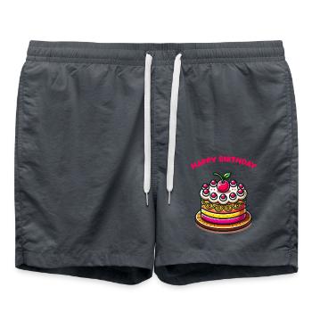 Gâteau joyeux anniversaire - Short de bain - charbon - Devant - AI Model Male 185 light (185cm)