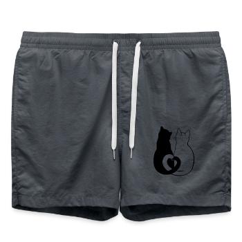 Cat love black and white - Swim Trunks - anthracite - Front - AI Model Male 185 light (185cm)