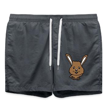 Hase Kaninchen Häschen Cartoon Kleintier niedlich - Badeshorts - Anthrazit - Vorne - AI Model Male 185 light (185cm)