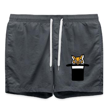 Eule Zylinder Hut Zauberer Magie Trick Zaubertrick - Badeshorts - Anthrazit - Vorne - AI Model Male 185 light (185cm)