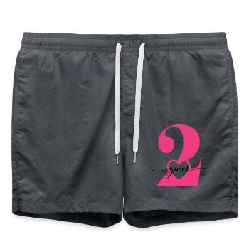 Digit Two 2 with Heart - Swim Trunks - anthracite - Front - AI Model Male 185 light (185cm)