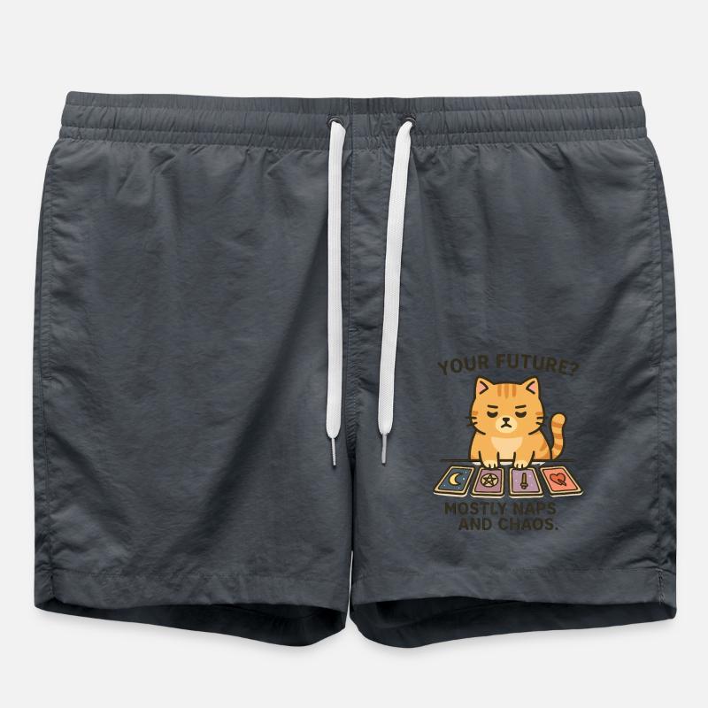 Your future? Mostly naps and chaos, cat, tarot, - Swim Trunks - anthracite