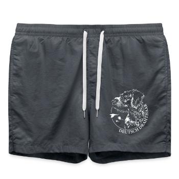 Deutsch Drahthaar Portrait Jagdhunde Wilsigns - Badeshorts - Anthrazit - Vorne - AI Model Male 185 light (185cm)