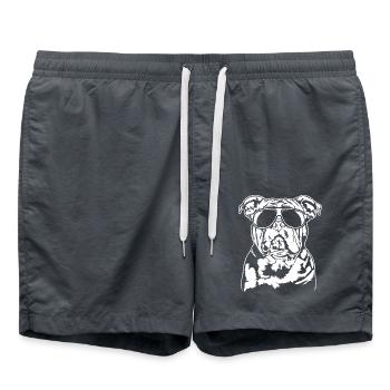 American XXL Bulldog cool Hunde Portrait Wilsigns - Badeshorts - Anthrazit - Vorne - AI Model Male 185 light (185cm)
