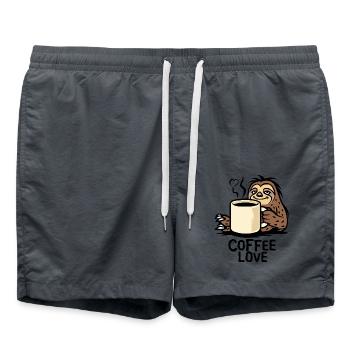 Faultier Kaffee Liebe Cartoon - Badeshorts - Anthrazit - Vorne - AI Model Male 185 light (185cm)