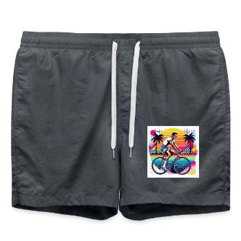 retro road bike rider 80s vintage - Swim Trunks - anthracite - Front - AI Model Male 185 light (185cm)